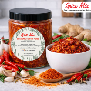 Spice Mix Chilli Garlic Ginger Pickle | Traditional Karnataka Style | Bangalore Made 100% Natural Spicy Pickle